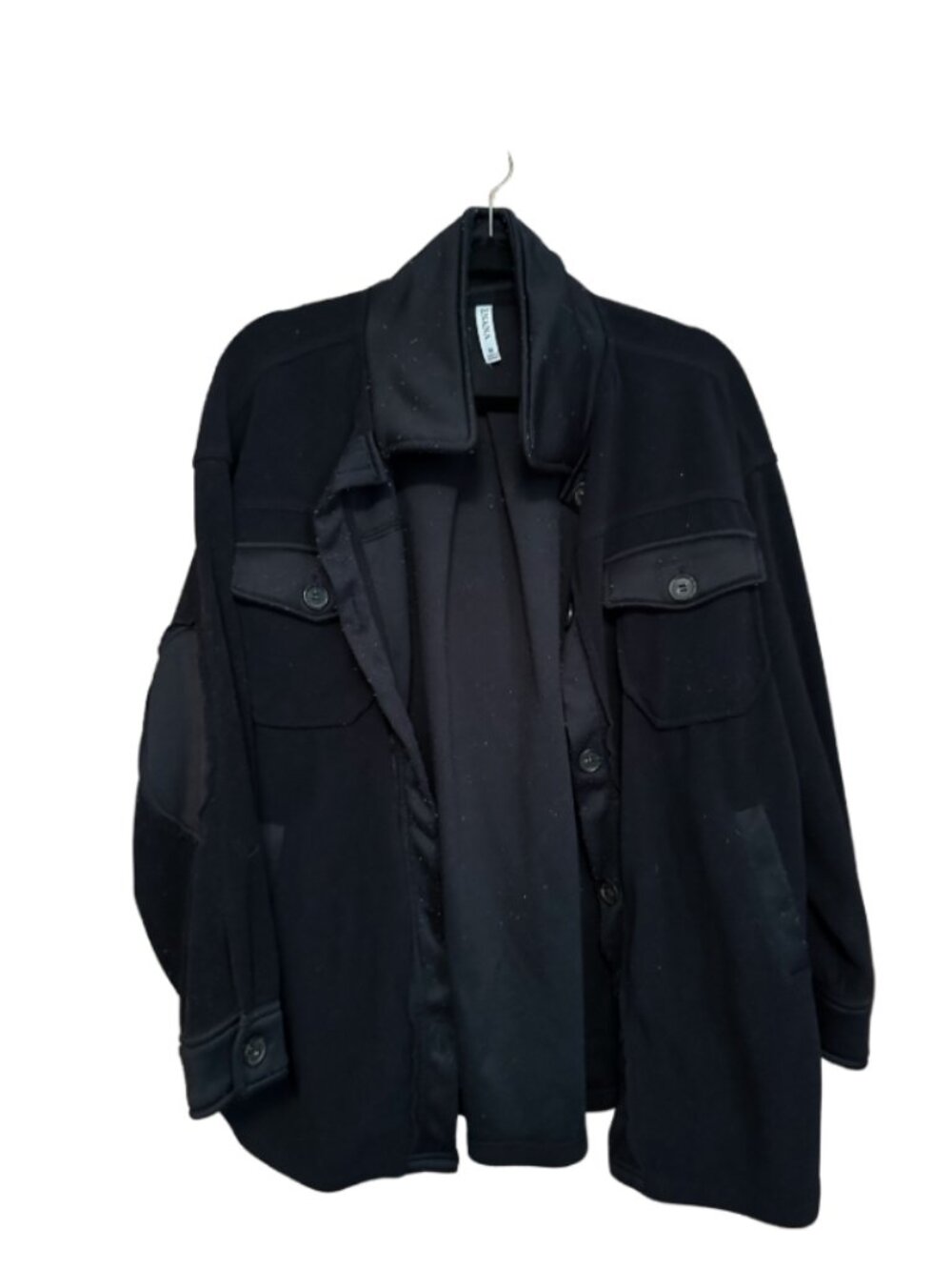 Zenana Black Shacket with Elbow Patch Details
